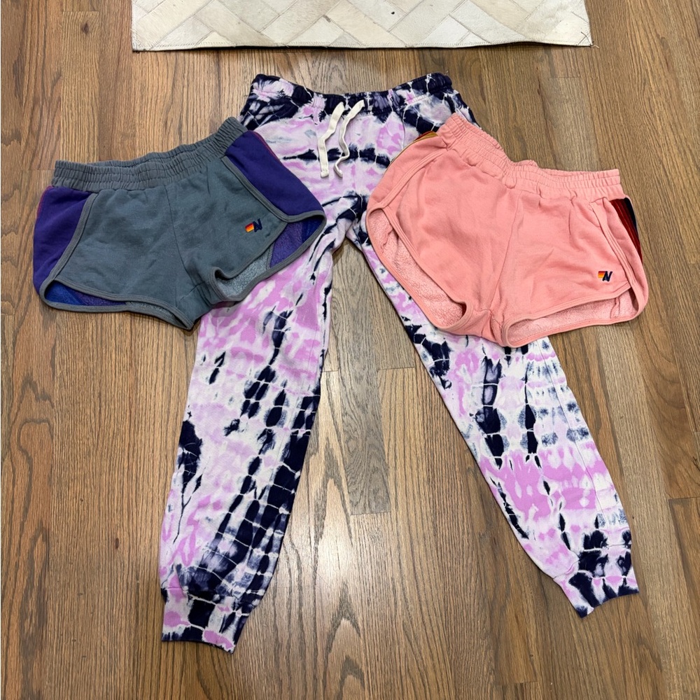 Aviator Nation Coral and Slate Short Separates AND joggers from Monroe Girls